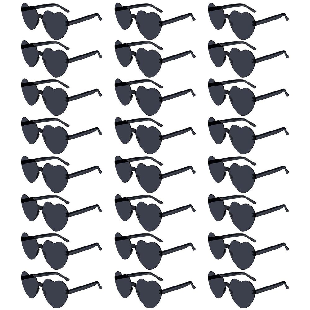 5448 24 Pcs Black Heart Sunglasses Rimless Heart Shaped Sunglasses Candy